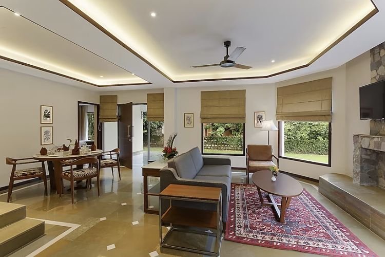 Luxury premium room interior at Riverview Retreat Corbett